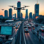 Smart city traffic management system using AI to reduce congestion at intersections.